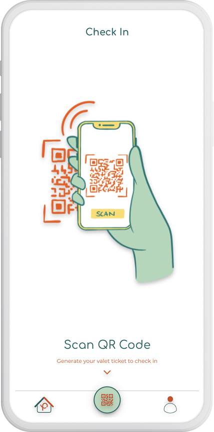 Go paperless and the scan the valet
                                driver's unique QR to check in your car.